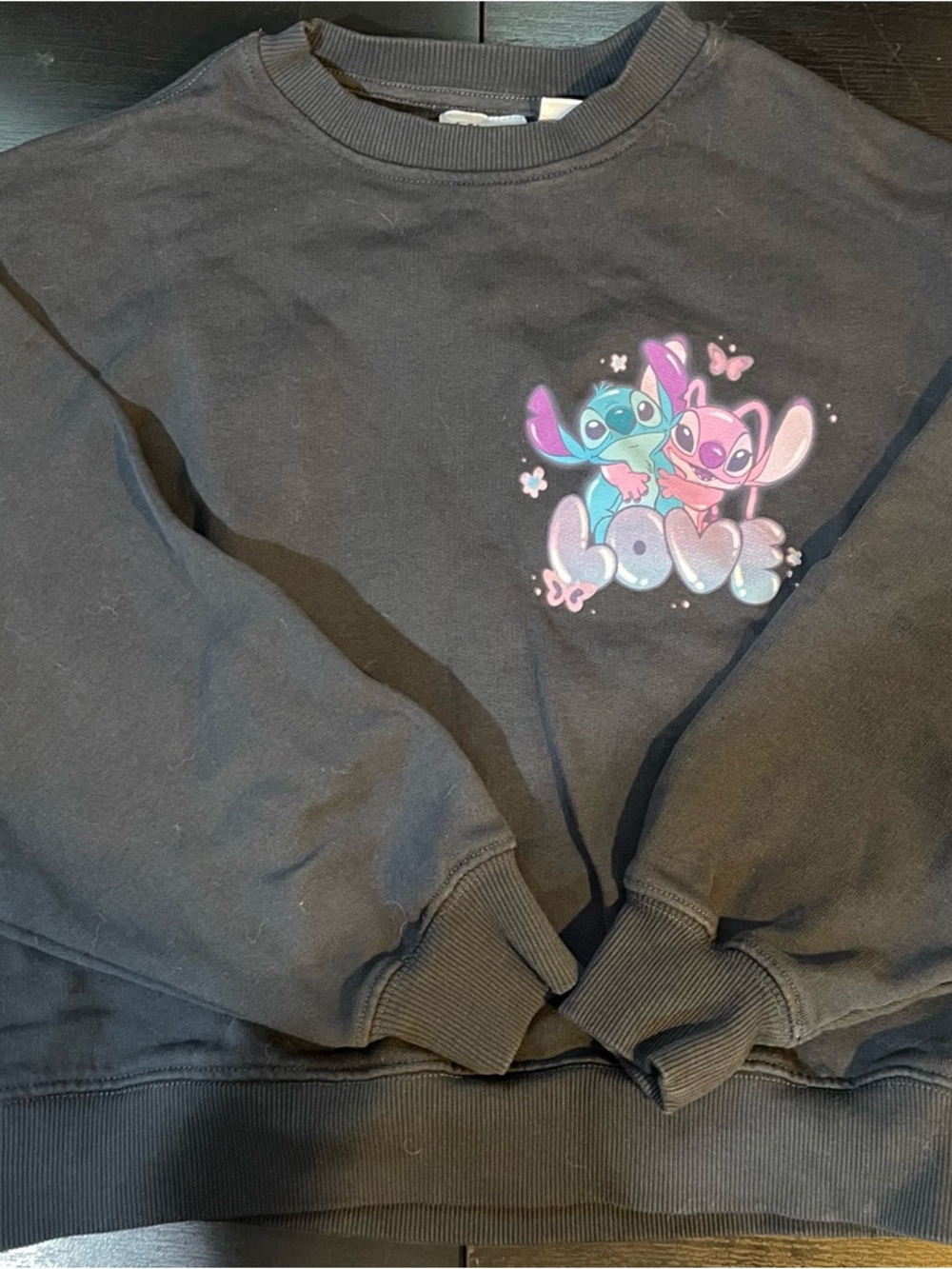 Zara Stitch and Angel Black Crewneck Sweatshirt